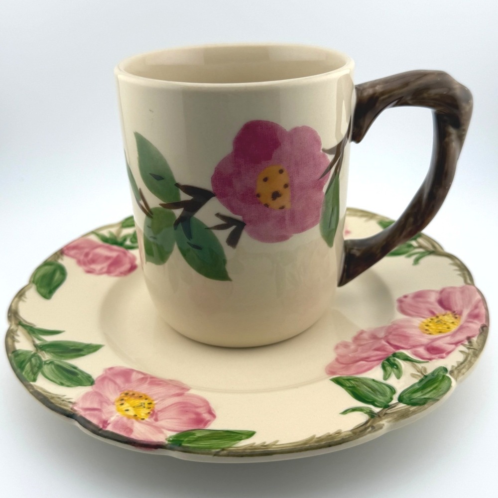 Franciscan Desert Rose 16oz Grand Mug & Plate Pink Floral Earthenware Vintage